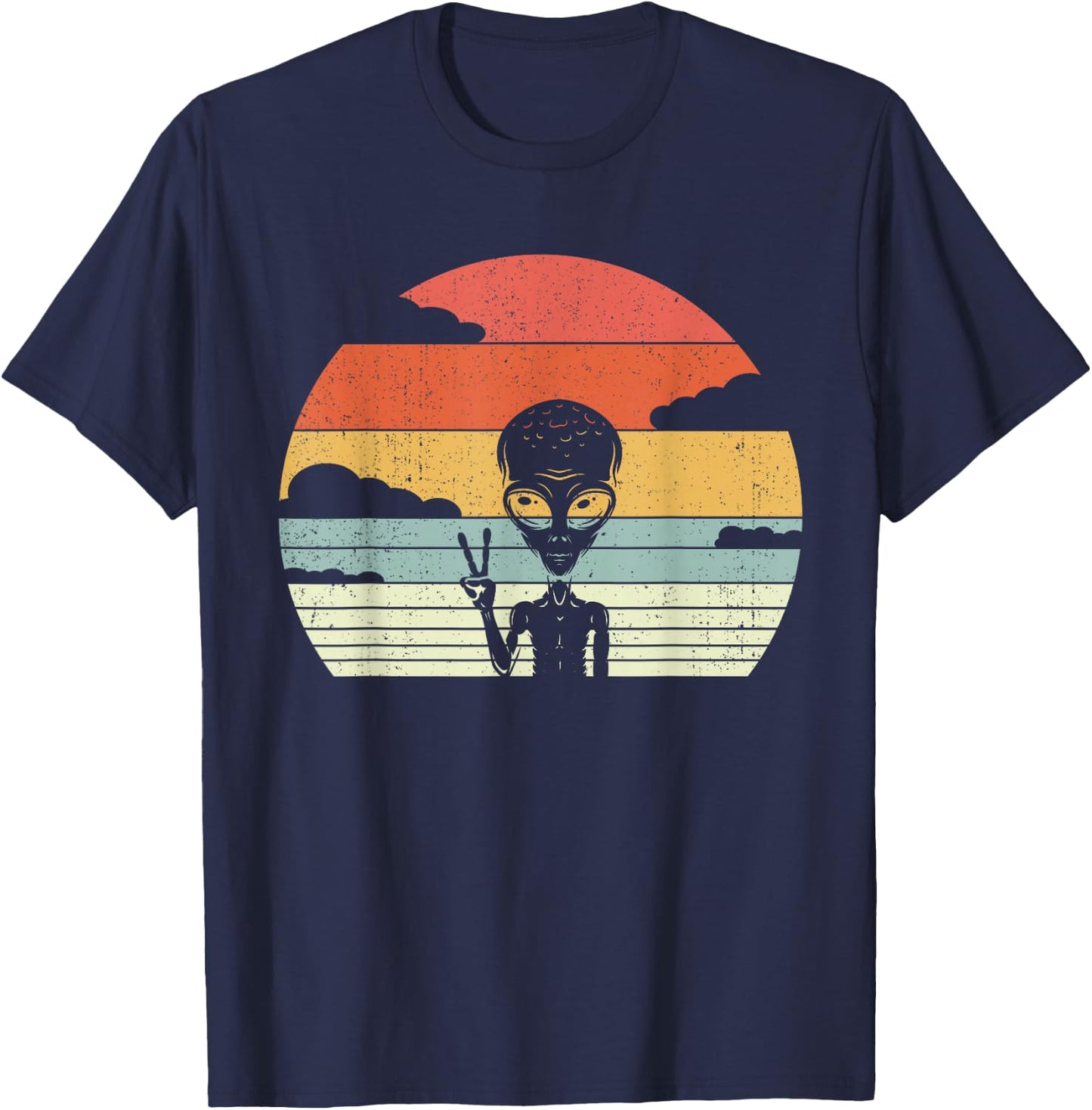 Retro Alien Extraterrestrial Space - Vintage Alien T-Shirt - T-Shirt | Navy