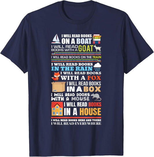 I Will Read Books On a Boat Reading Gift Readers T-Shirt - T-Shirt | Navy
