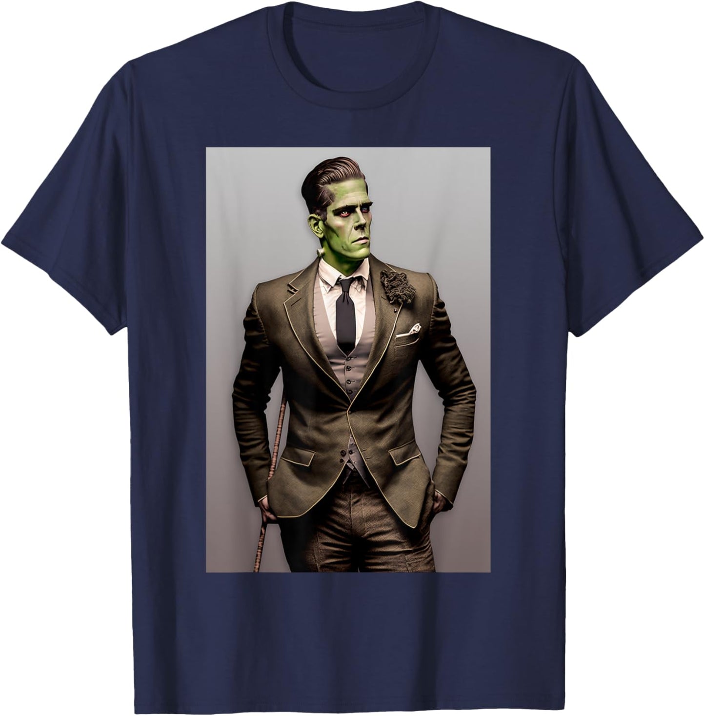 Frankenstein Dapper Frankenstein Monster In a Suit Halloween T-Shirt - T-Shirt | Navy