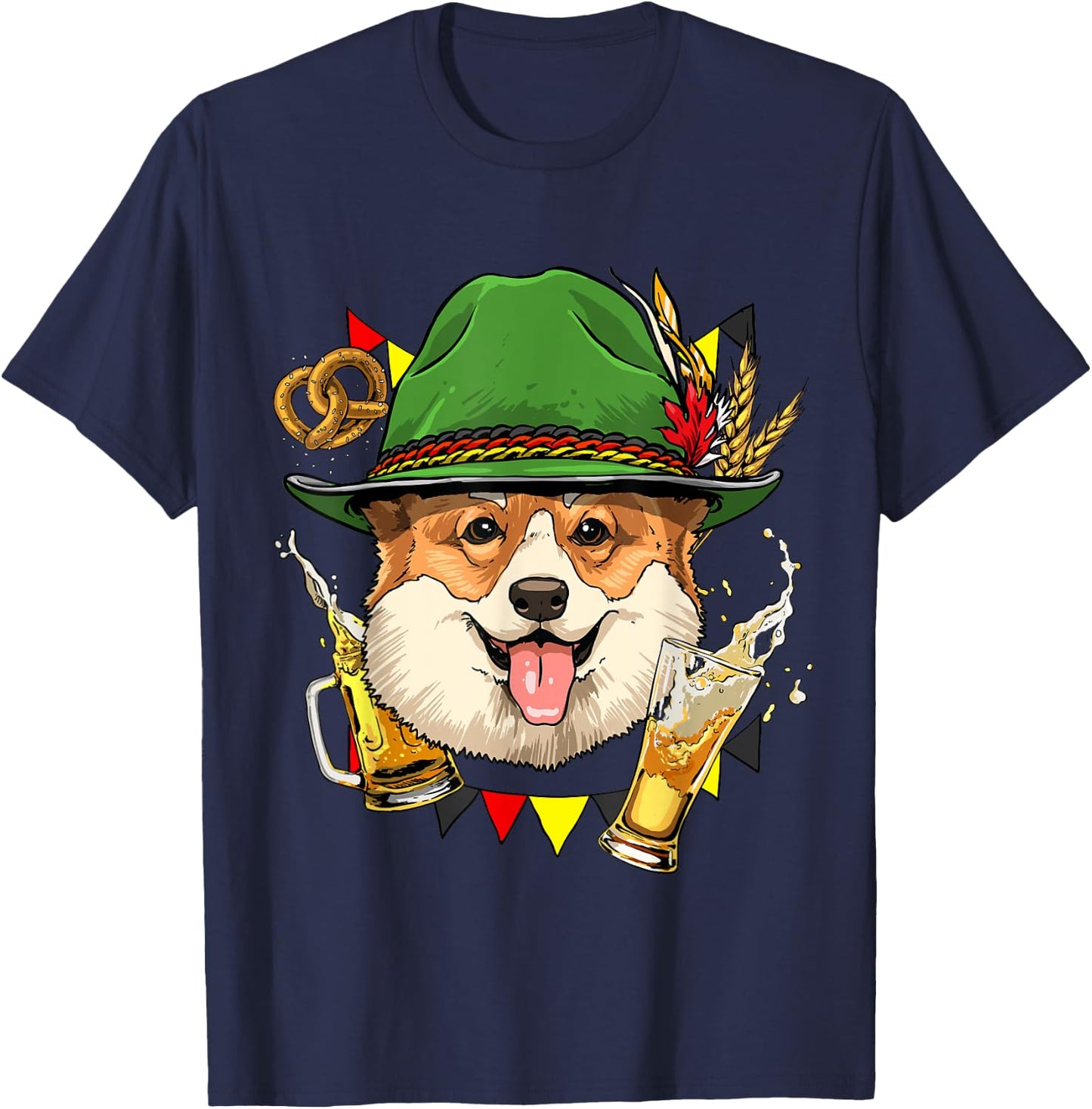 Oktoberfest Corgi Dog Germany Beer Fest German Corgi Lover T-Shirt - T-Shirt | Navy