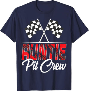 Race Car Birthday Party Racing Family Auntie Pit Crew T-Shirt - T-Shirt | Navy