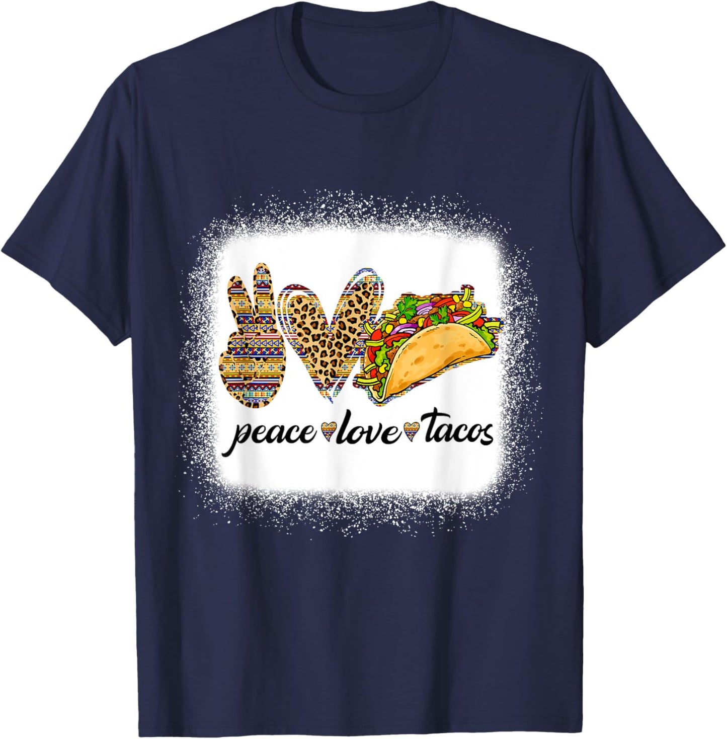Peace Love Tacos Shirt Cute Taco Tuesday Mexican Food Lovers T-Shirt - T-Shirt | Navy