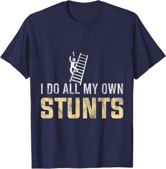 Fall Off Ladder Silly Dad Humor Gift any Dad T-Shirt - T-Shirt | Navy