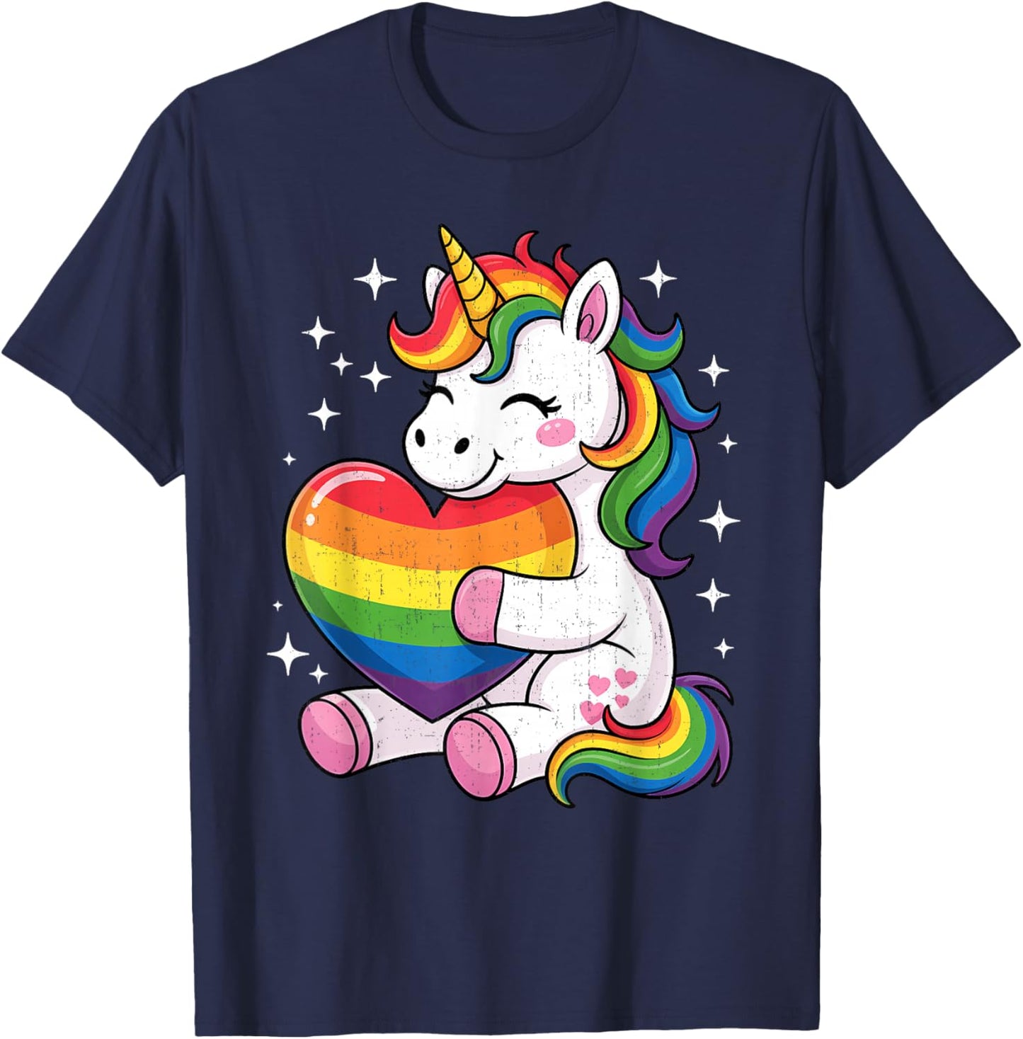 LGBTQ Regenbogen Einhorn Sweet Pride Design für Kinder T-Shirt - T-Shirt | Navy