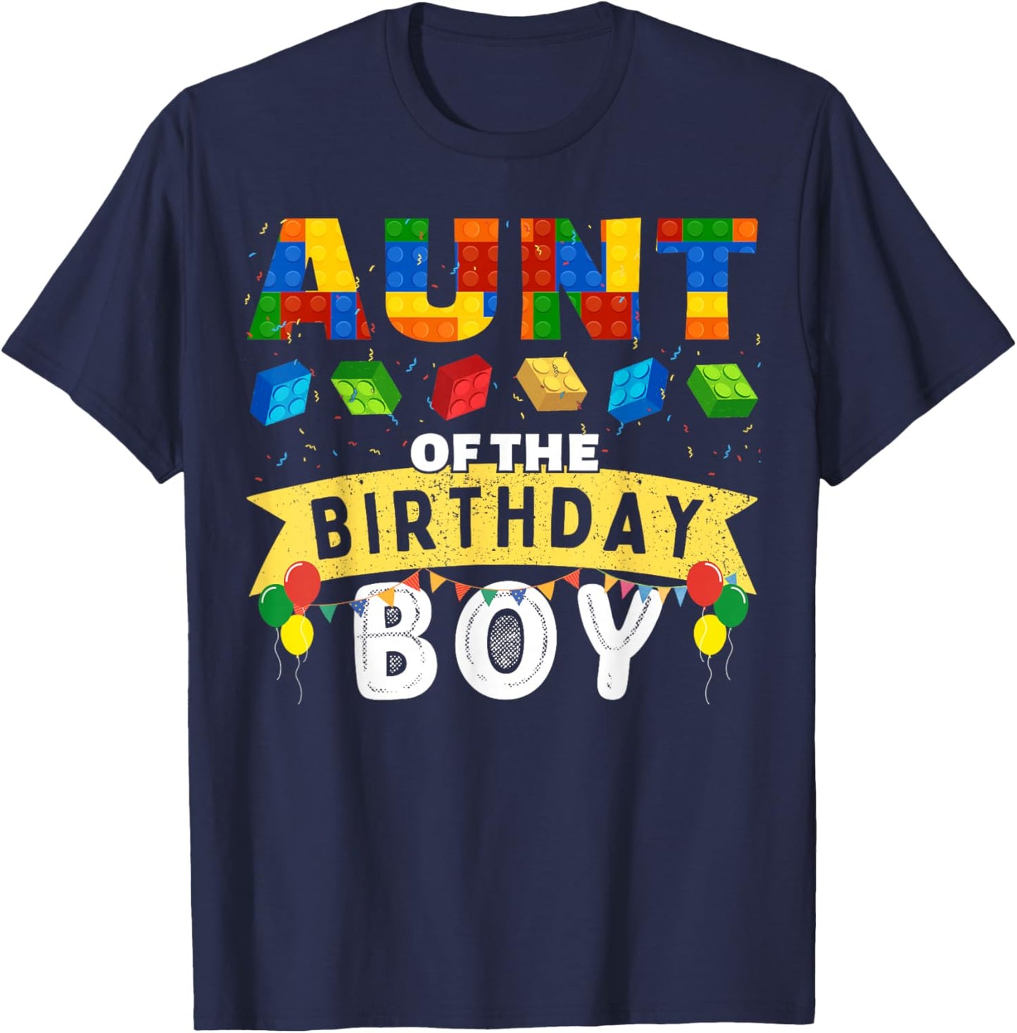 Aunt of the birthday boy Building Blocks Master builder T-Shirt - T-Shirt | Navy