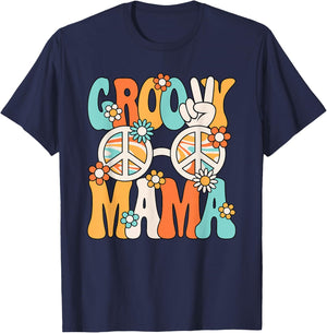 Groovy Mama Mom Retro Hippie 60s 70s Party Outfit Women T-Shirt - T-Shirt | Navy