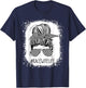 Race Wife Life Messy Bun Bleached Racing Wife Race Checkered T-Shirt - T-Shirt | Navy