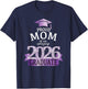 2026 Mom Of The Graduate Purple Diploma Celebration Decor T-Shirt - T-Shirt | Navy