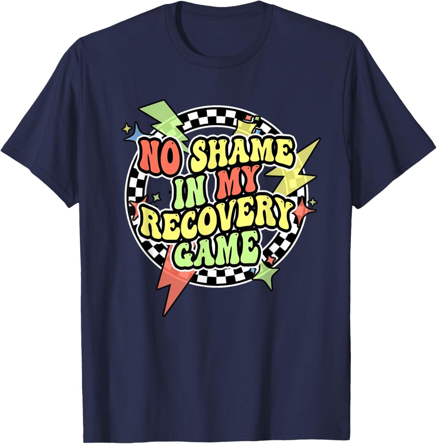 Retro No Shame In My Recovery Game Shirt Men T-Shirt - T-Shirt | Navy