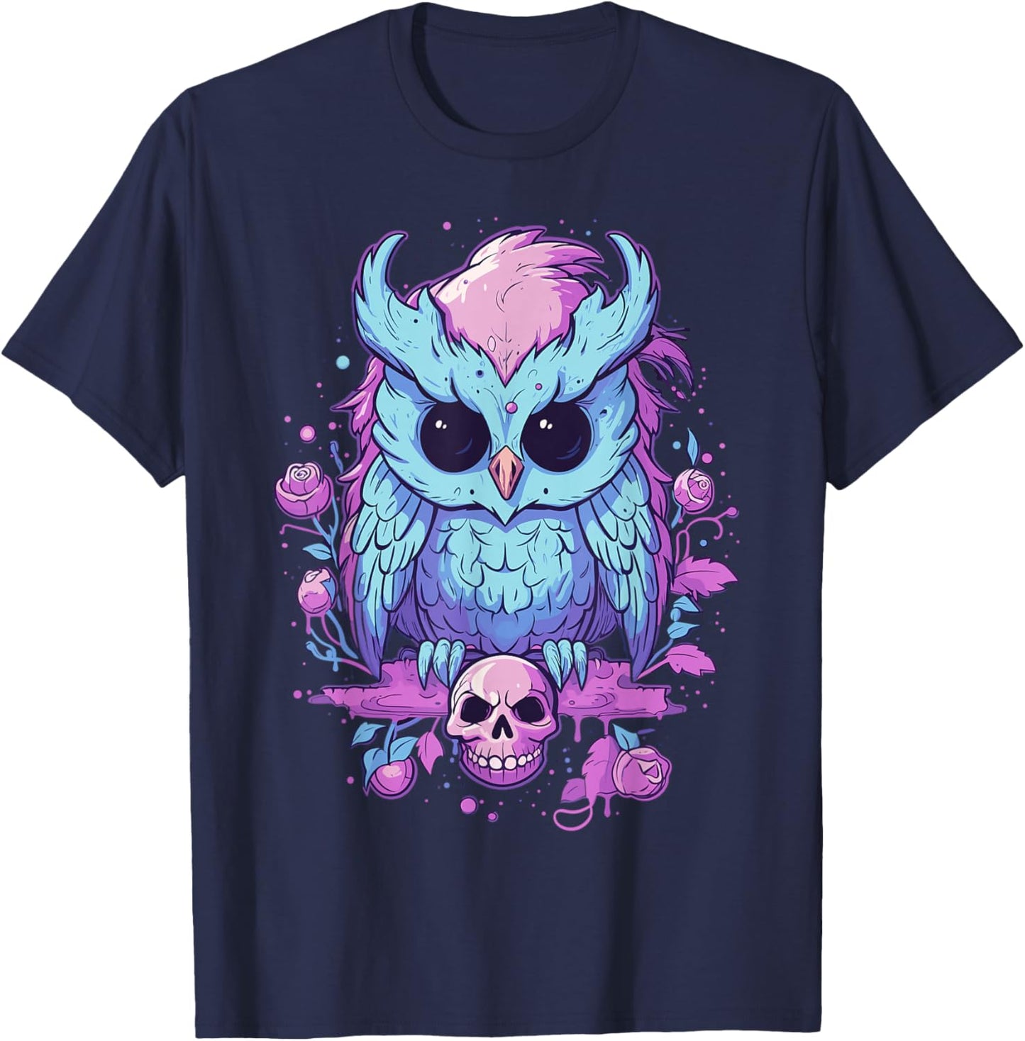 Pastel Goth Owl Kawaii Cute Creepy Halloween Anime T-Shirt - T-Shirt | Navy