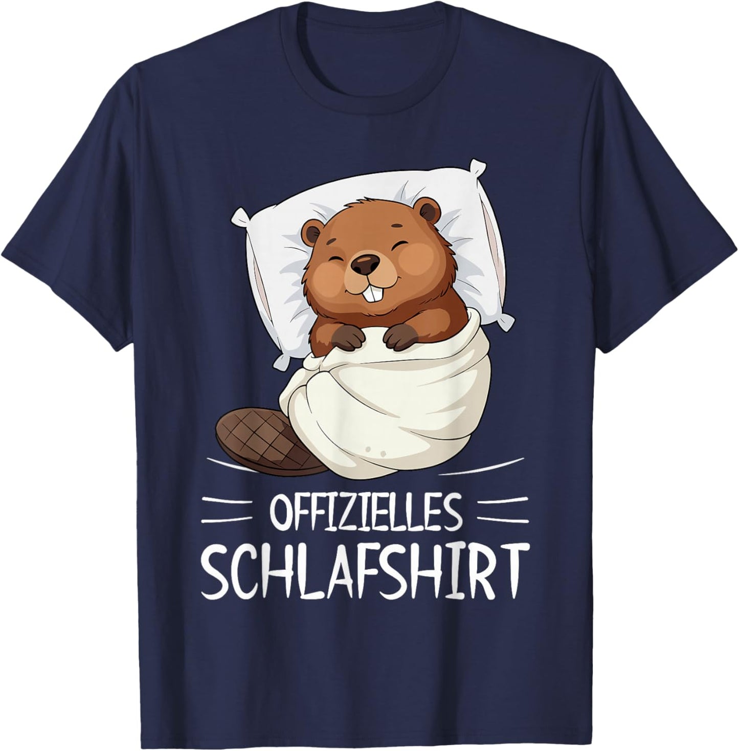 Offizielles Schlafshirt Biber Pyjama Schlafanzug T-Shirt - T-Shirt | Navy