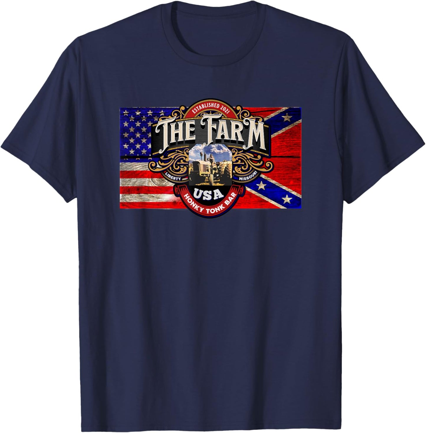 The Farm Liberty Missouri USA Bar Honky-tonk Music T-Shirt - T-Shirt | Navy