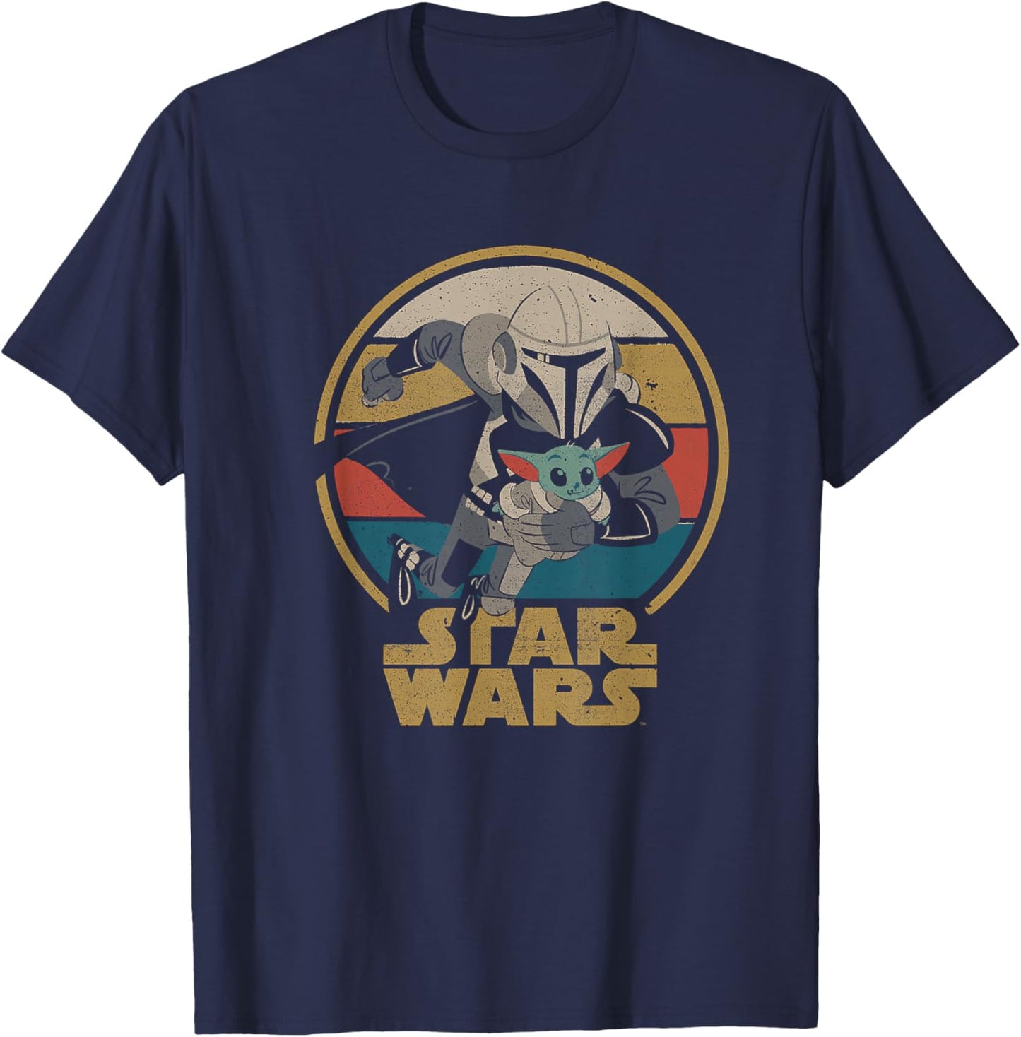 Star Wars The Mandalorian and Grogu Running Badge T-Shirt - T-Shirt | Navy