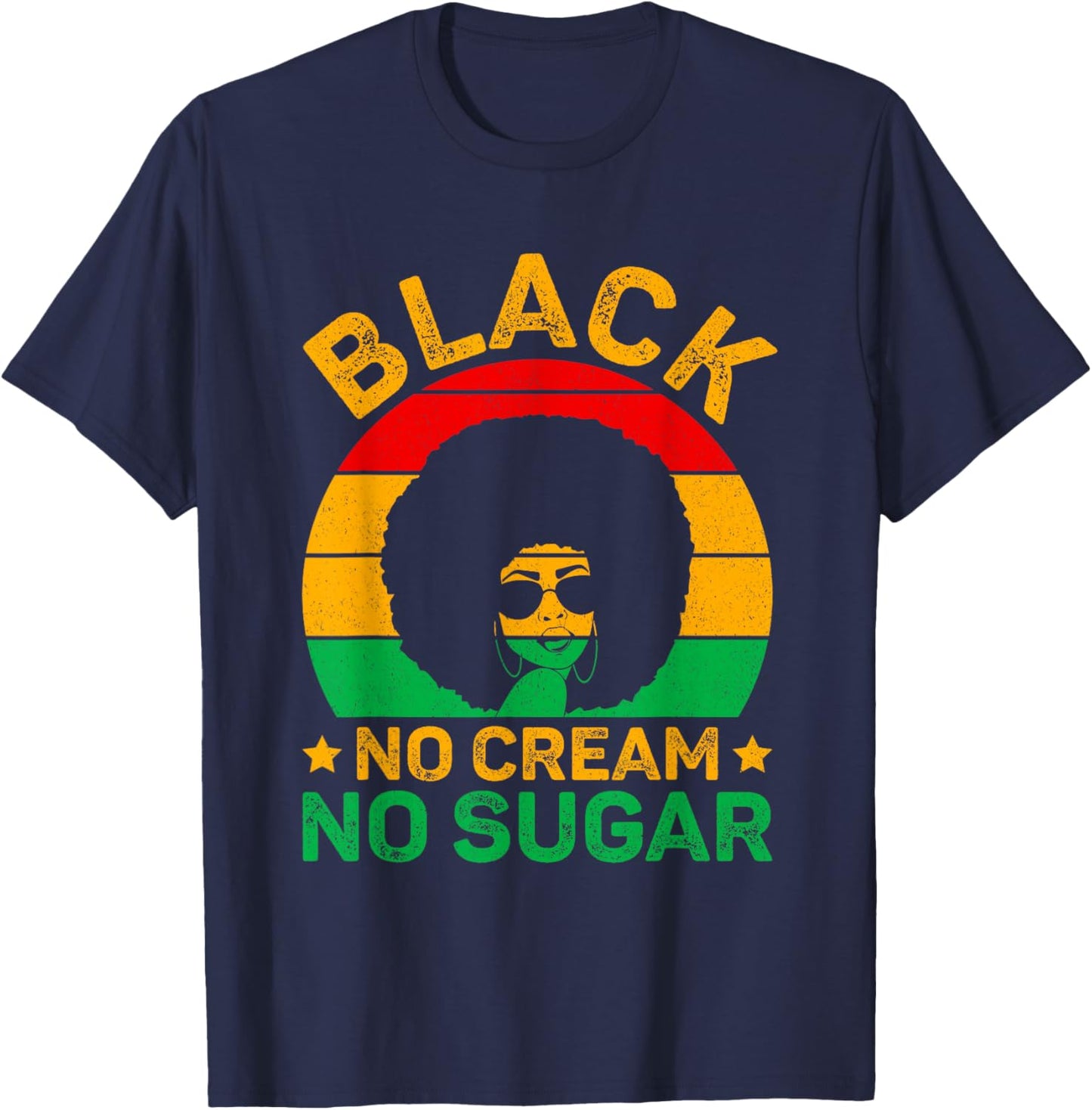 Black No Cream No Sugar T-Shirt - T-Shirt | Navy