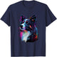 Border Collie Lovers Colorful Pop Art Border Collie T-Shirt - T-Shirt | Navy