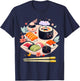 Happy Sushi Anime Kawaii Set Japanese Food Lover Otaku Manga T-Shirt - T-Shirt | Navy