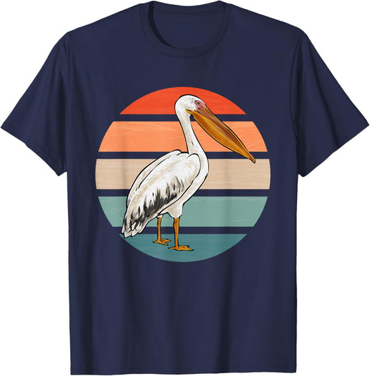 Pelican Bird Retro Vintage Pelican T-Shirt - T-Shirt | Navy