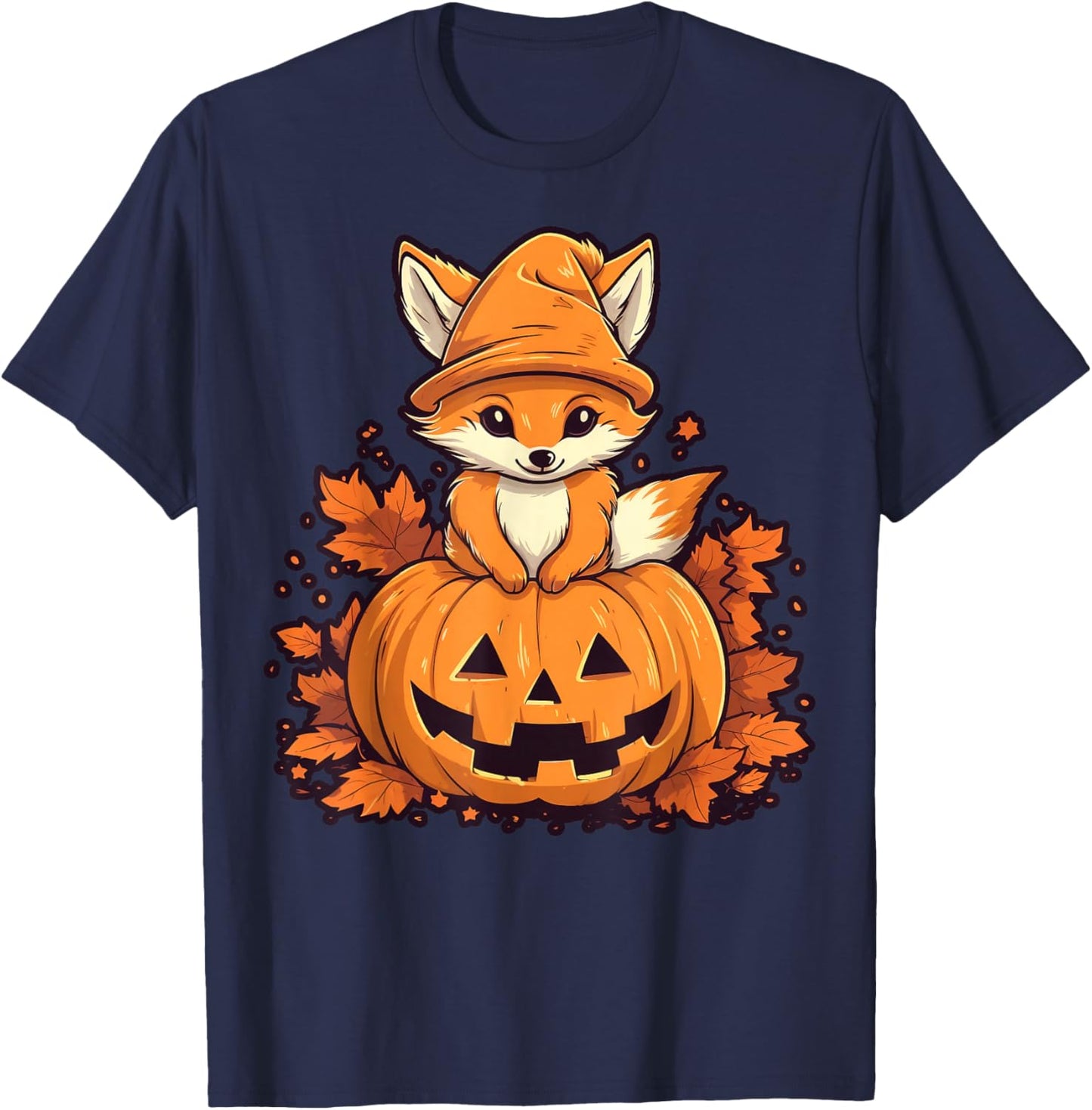 Pumpkin Fox costume on Fox Halloween T-Shirt - T-Shirt | Navy