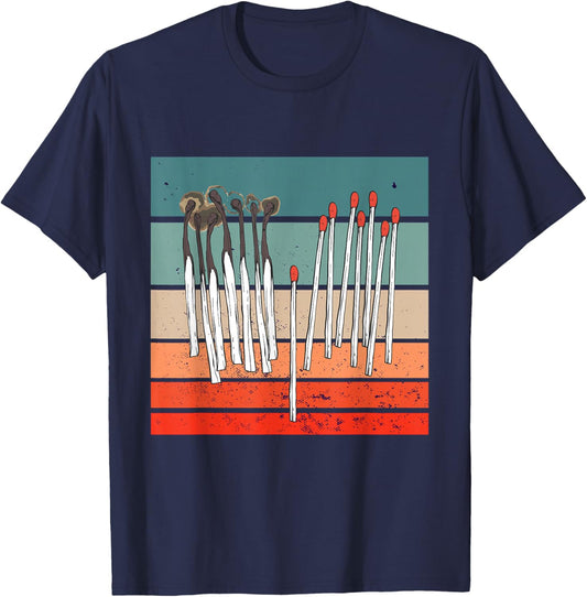 Burnt Matches Unburnt Carbonized Red Tips T-Shirt - T-Shirt | Navy