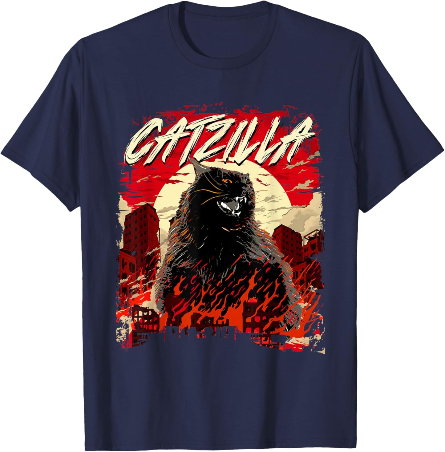 Catzilla - Cat Lover Kitten Owner Kitty Women Girls Kids T-Shirt - T-Shirt | Navy