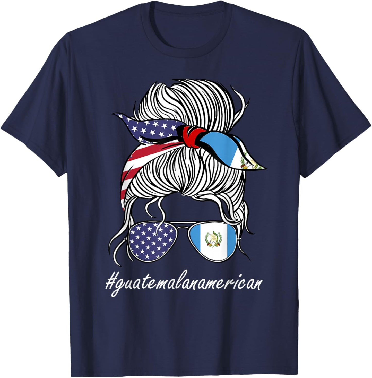Guatemala Heritage American Grown Women Girl Guatemala Flag T-Shirt - T-Shirt | Navy
