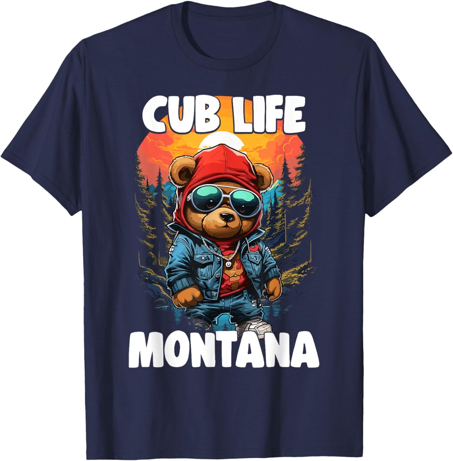 Montana Grizzly Brown Bear Cub For Kids Women T-Shirt - T-Shirt | Navy