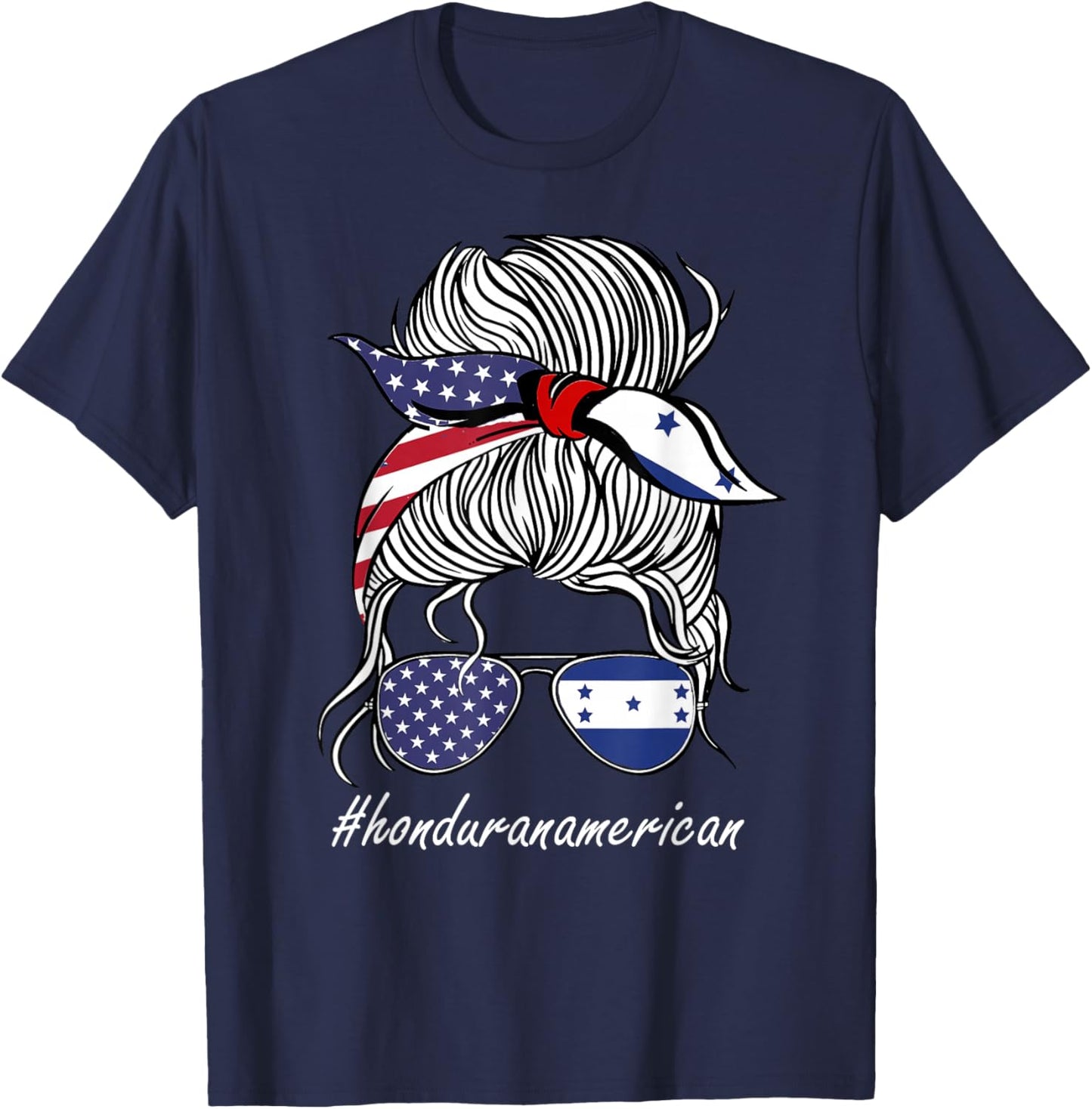 Honduras Heritage American Grown Women Girl Honduras Flag T-Shirt - T-Shirt | Navy
