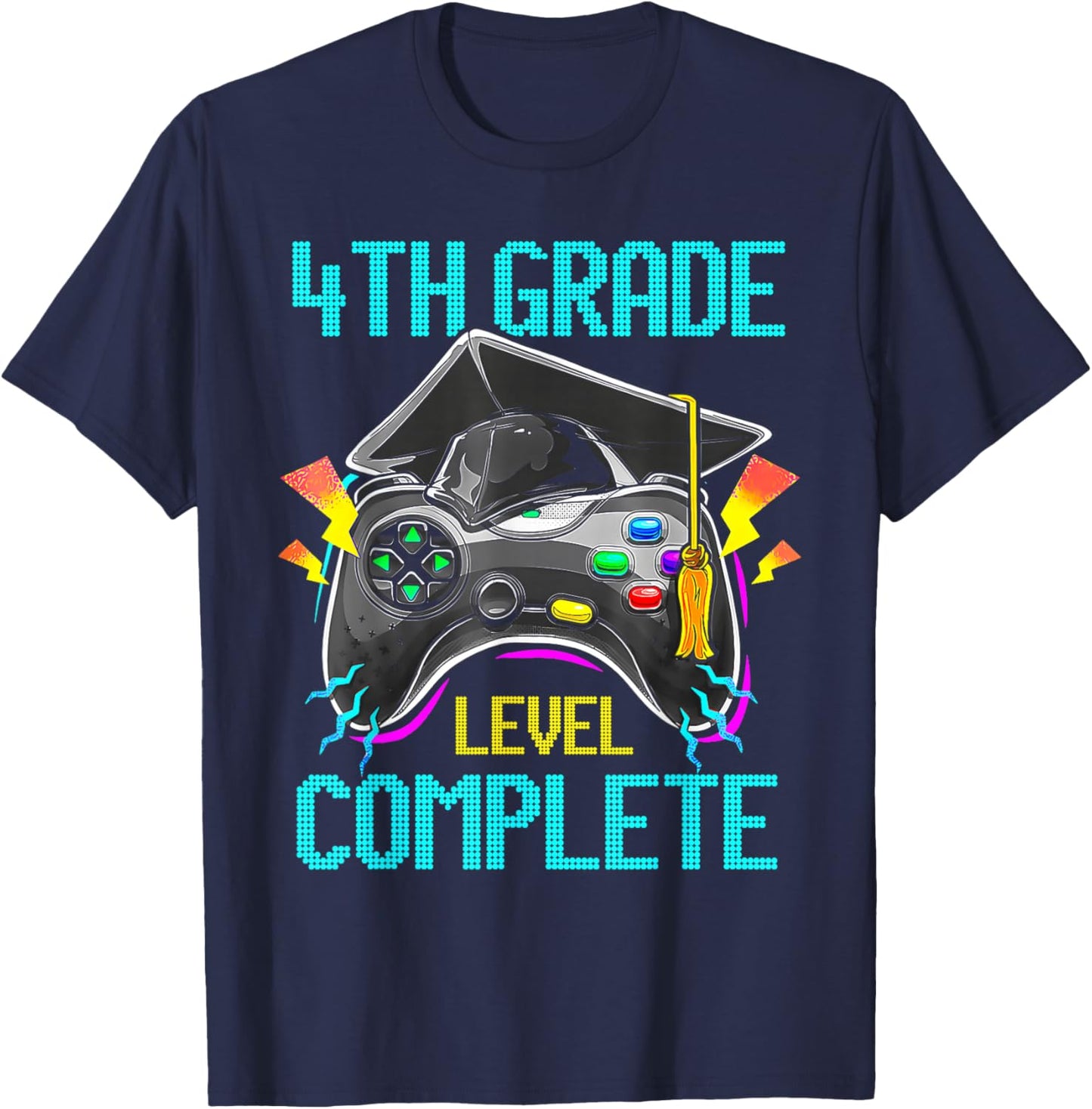 4th Grade Level Complete Last Day Of School Graduate Boys T-Shirt - T-Shirt | Navy