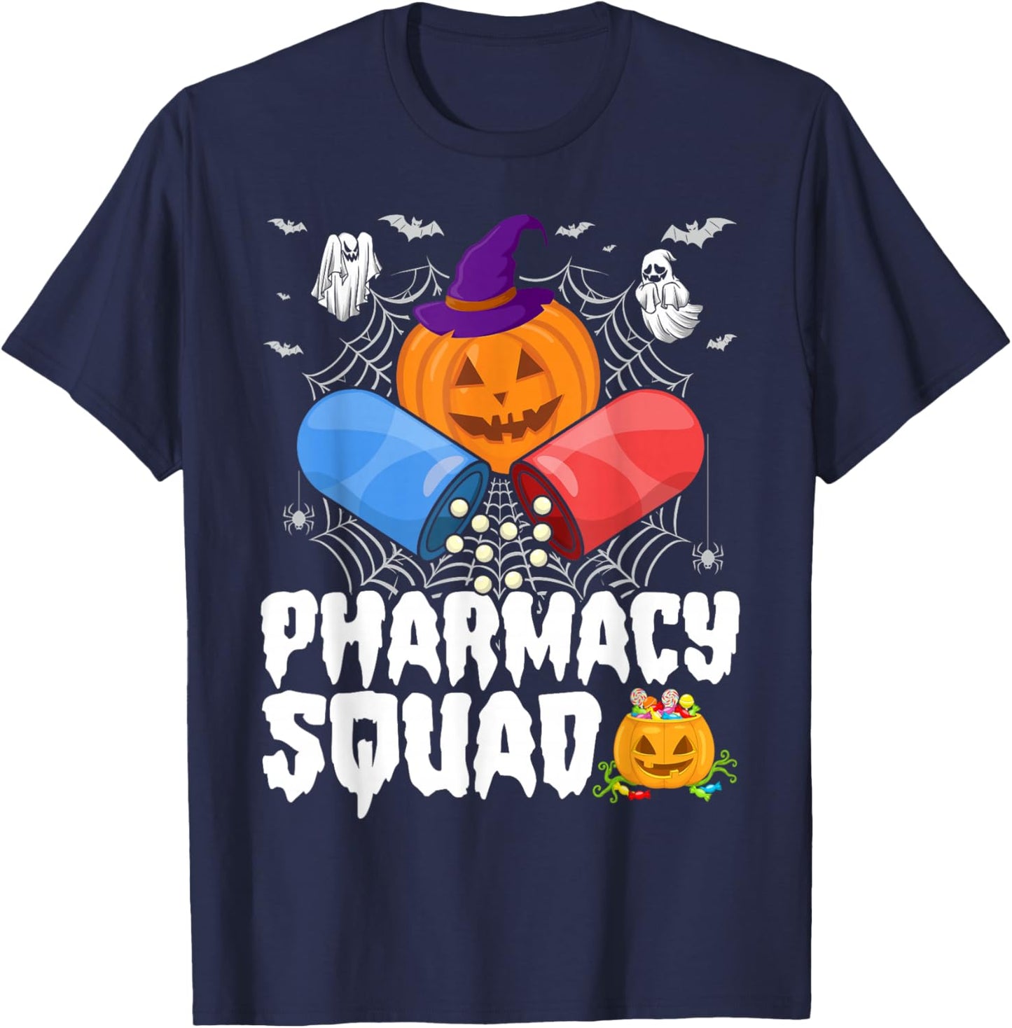 Funny Pills Pharmacy Pharmacist Squad Halloween Costume T-Shirt - T-Shirt | Navy