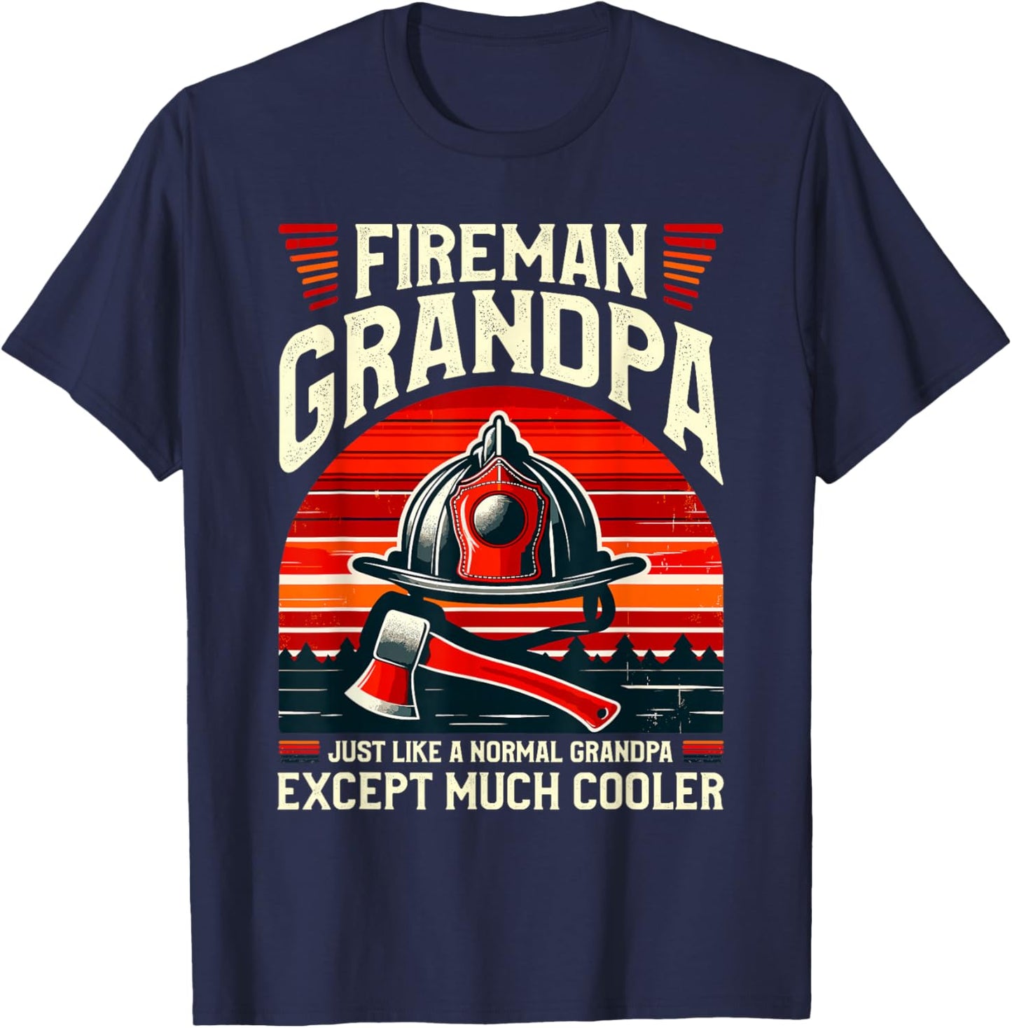 Fireman Grandpa Fireman Grandfather T-Shirt - T-Shirt | Navy
