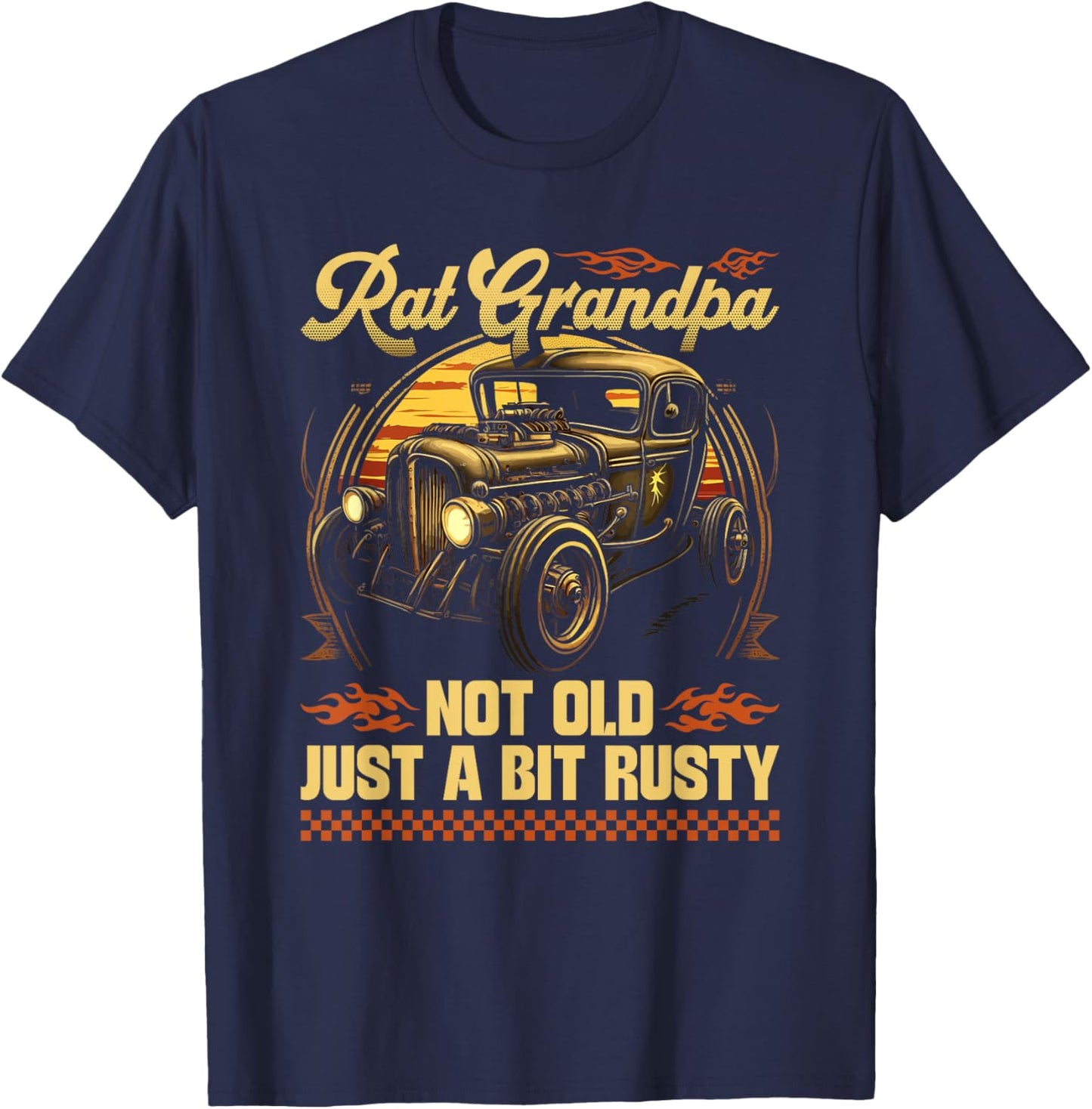Hot Rod Grandfather Quote, Vintage Rat Rod Grandpa T-Shirt - T-Shirt | Navy