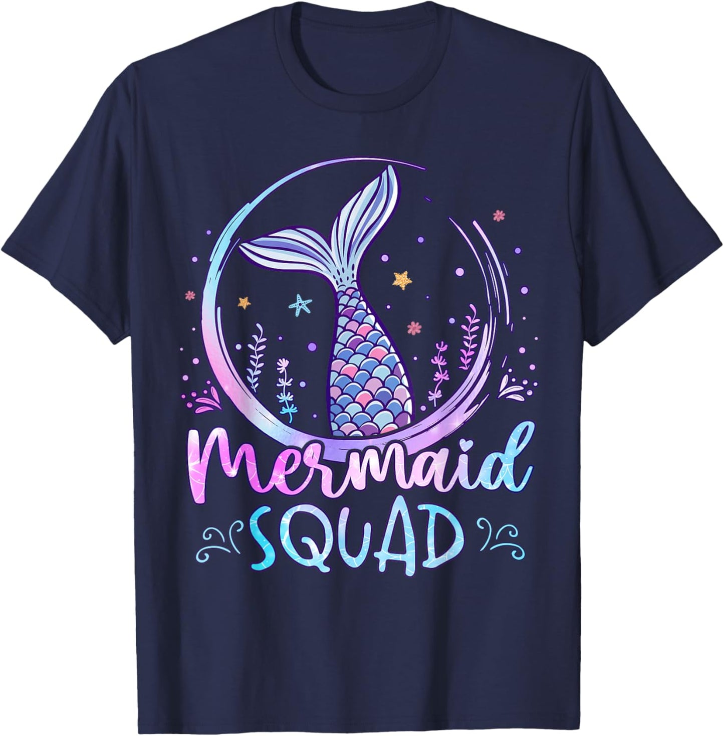 Mermaid Birthday Squad Party Girls Women Mermaid T-Shirt - T-Shirt | Navy