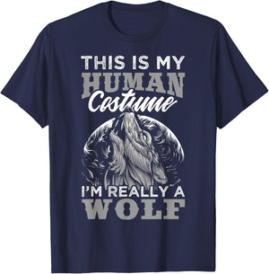 Funny Wolf Design Human Costume I'm a Wolf T-Shirt - T-Shirt | Navy