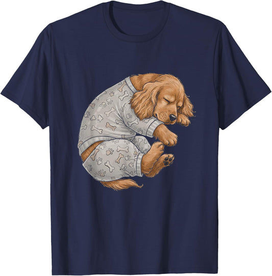 Funny Sleepy Cocker Spaniel Pyjamas Men Women Children T-Shirt - T-Shirt | Navy