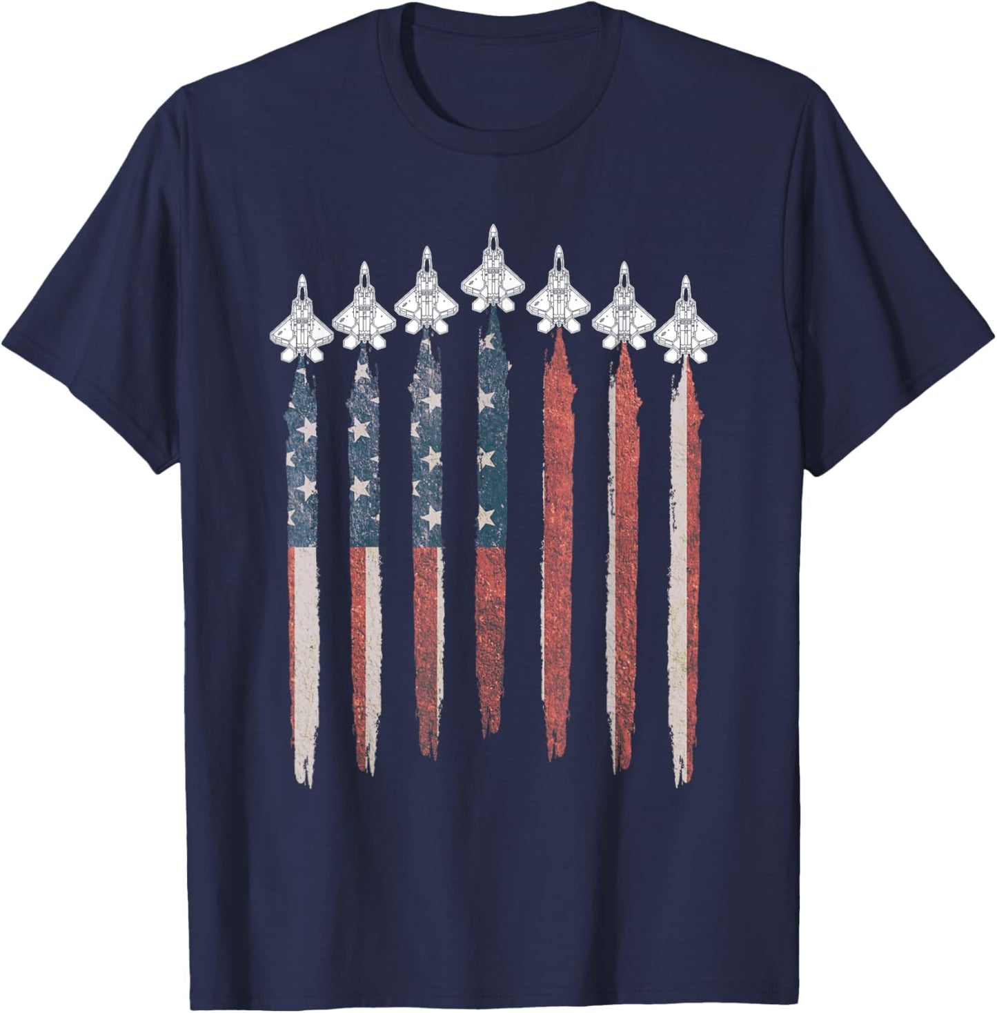 THE SALTY VETERAN F22 Raptor Fighter Jet USA Flag Airplane F-22 4th Of July Men's Black T-Shirt - T-Shirt | Navy