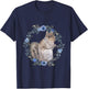 Flower Circle Animal Squirrel T-Shirt - T-Shirt | Navy