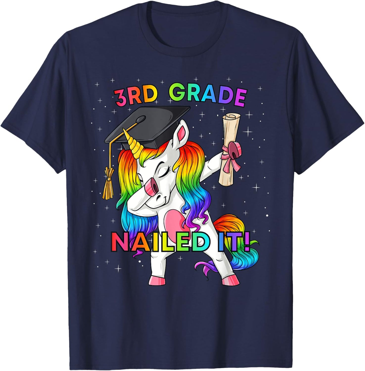 Dabbing Unicorn 3rd Grade Nailed It Graduation Girls Kids T-Shirt - T-Shirt | Navy