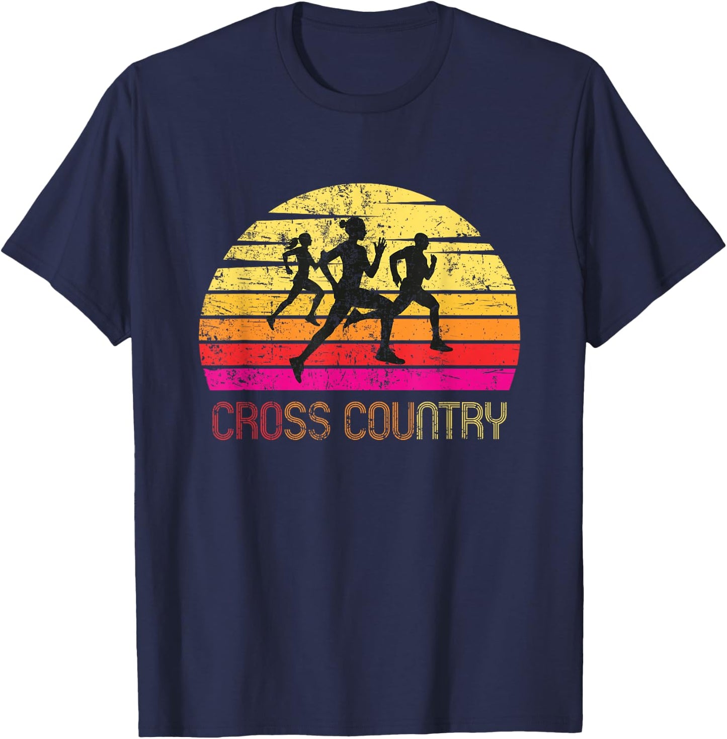 Vintage Retro Cross Country - Cross country Running Gift T-Shirt - T-Shirt | Navy