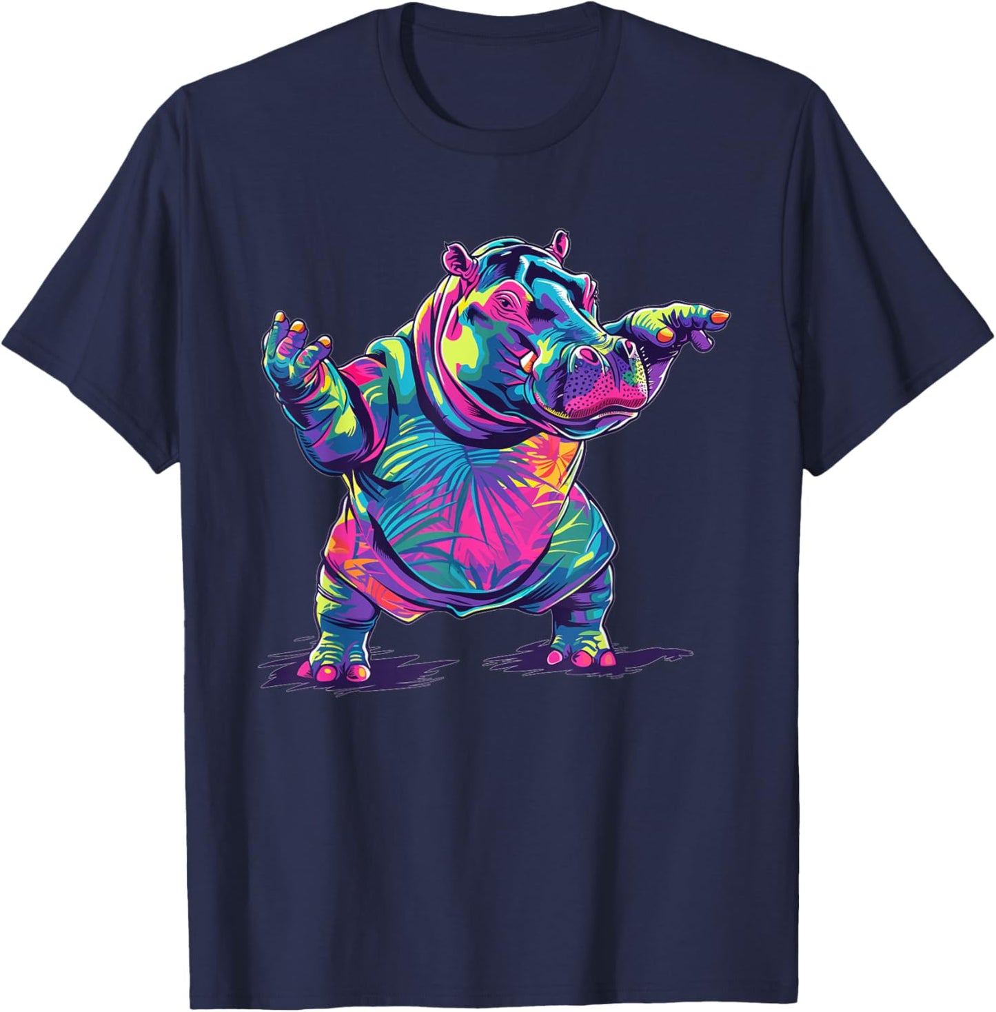 Cute Hippo Dancing T-Shirt - T-Shirt | Navy