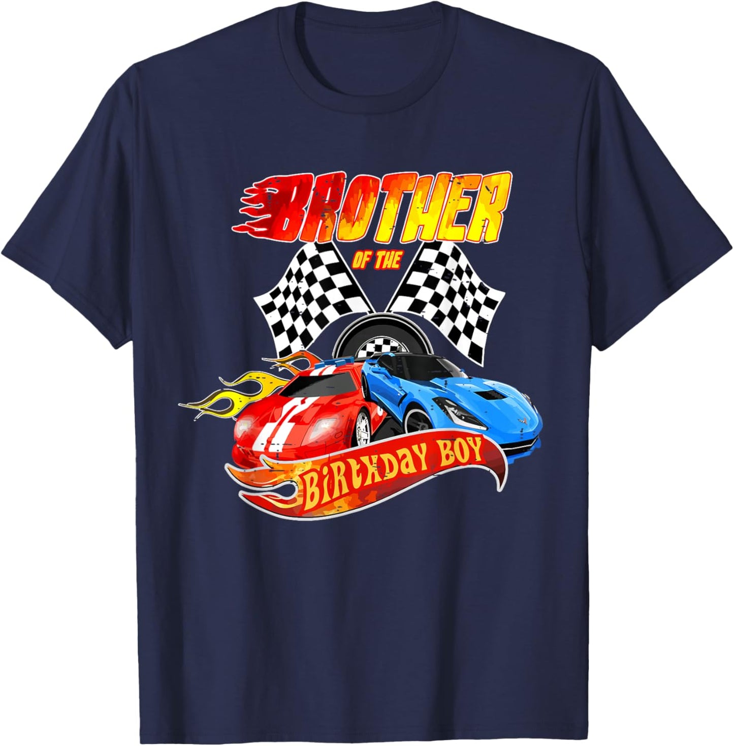 Brother Of The Birthday Boy Race Car Birthday Party Racing T-Shirt - T-Shirt | Navy