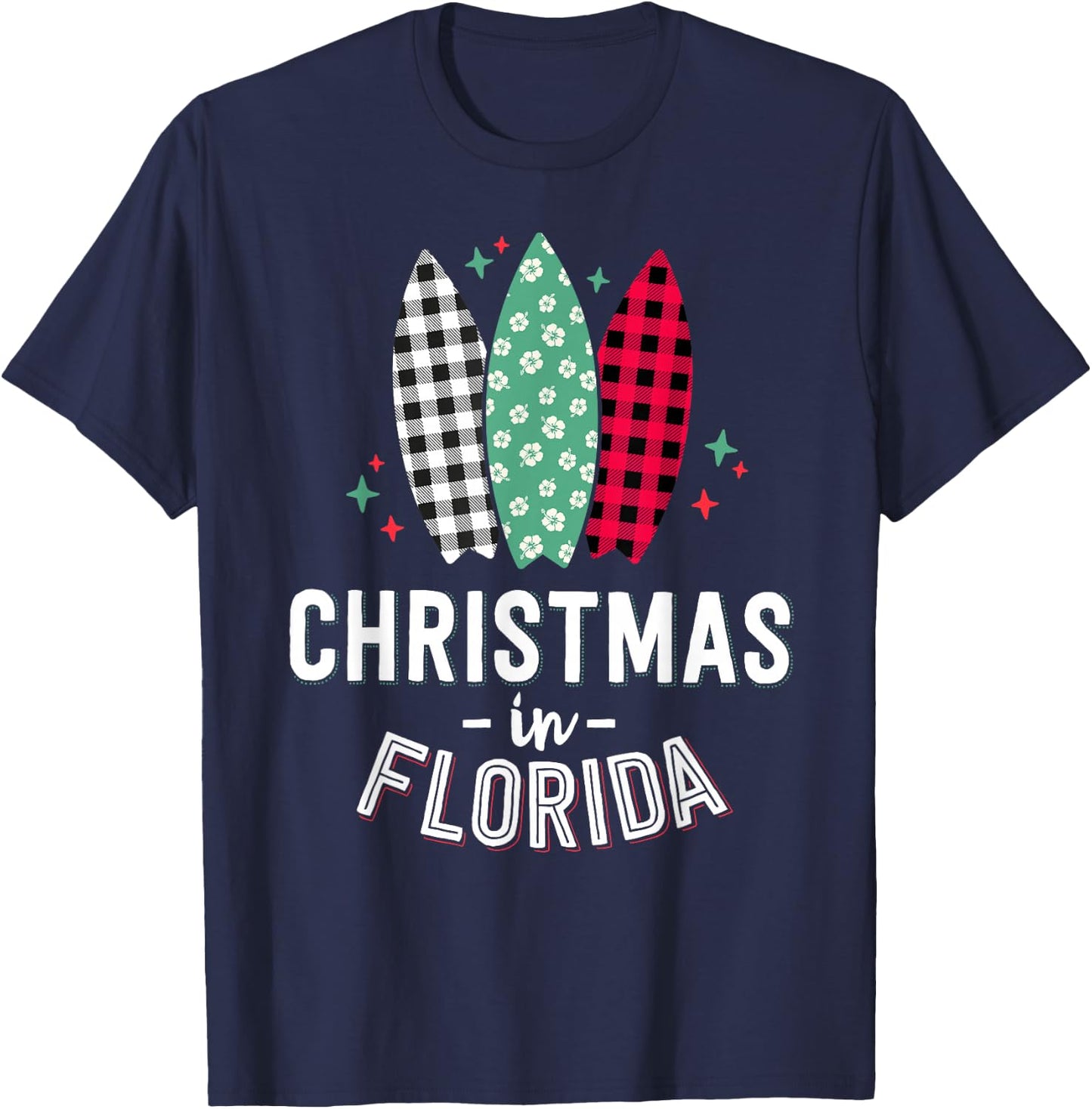 Christmas in Florida Family Vacation Tropical Beach Xmas Women Kids T-Shirt - T-Shirt | Navy