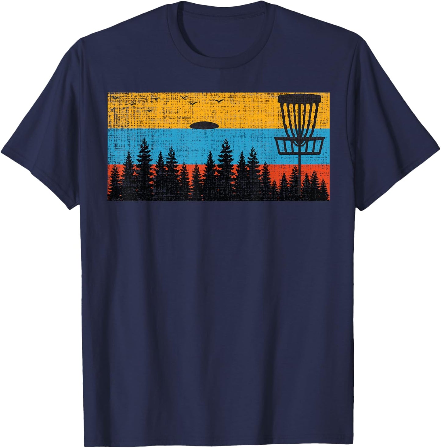 Retro Disc Golf Frolf Frisbee Vintage 70s 80s Style T-Shirt - T-Shirt | Navy