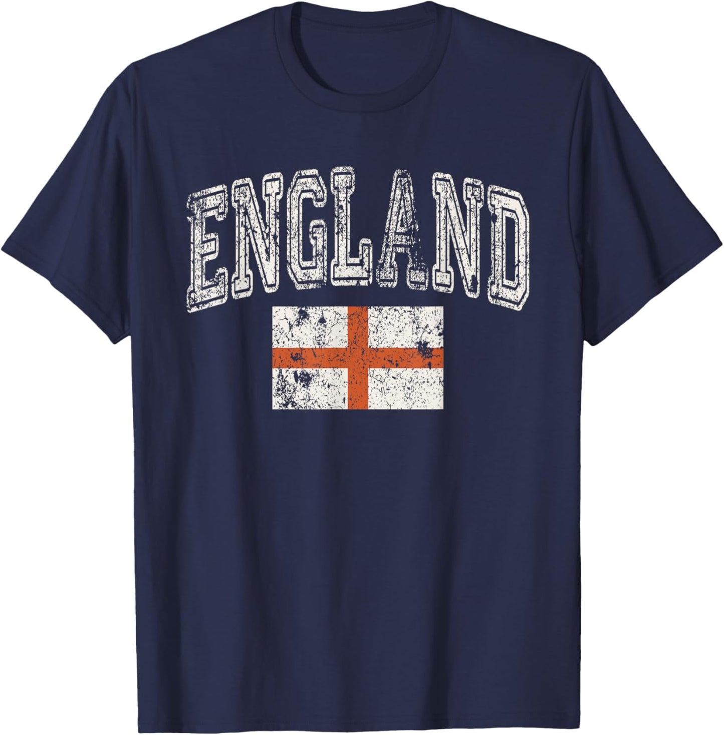 Vintage Retro Faded England Flag English Pride T-Shirt - T-Shirt | Navy
