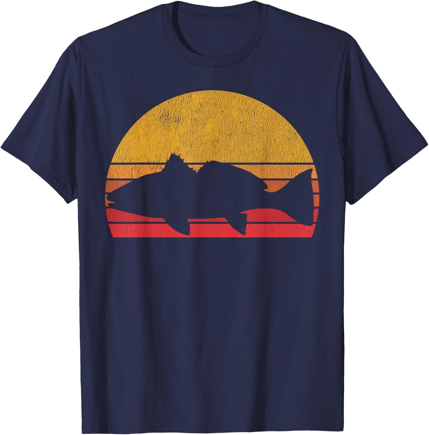 Redfish Retro Saltwater Fisherman Fishing T-Shirt - T-Shirt | Navy