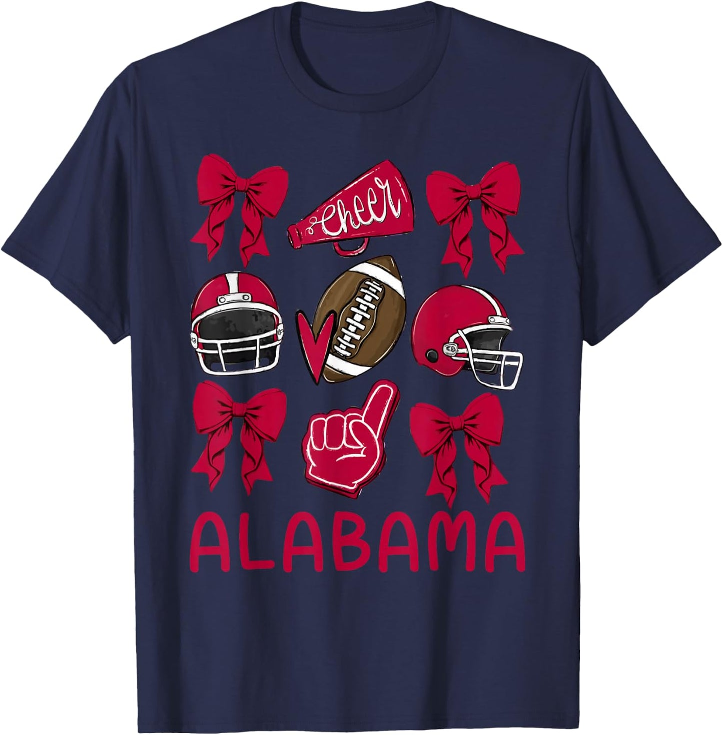 Alabama Women Girls Kids Sister Daughter Niece Coquette Bow T-Shirt - T-Shirt | Navy