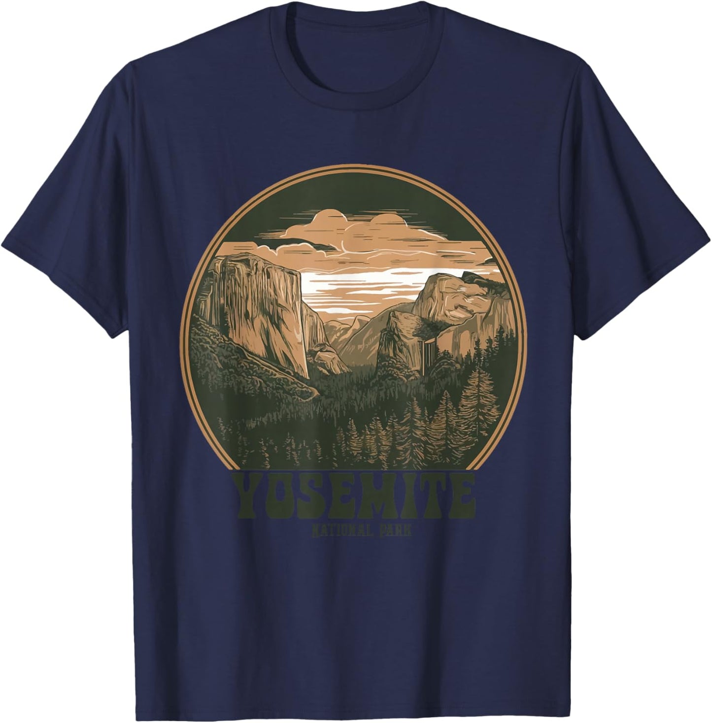 Retro Yosemite Half-Dome Women-Men National Park 2026 T-Shirt - T-Shirt | Navy