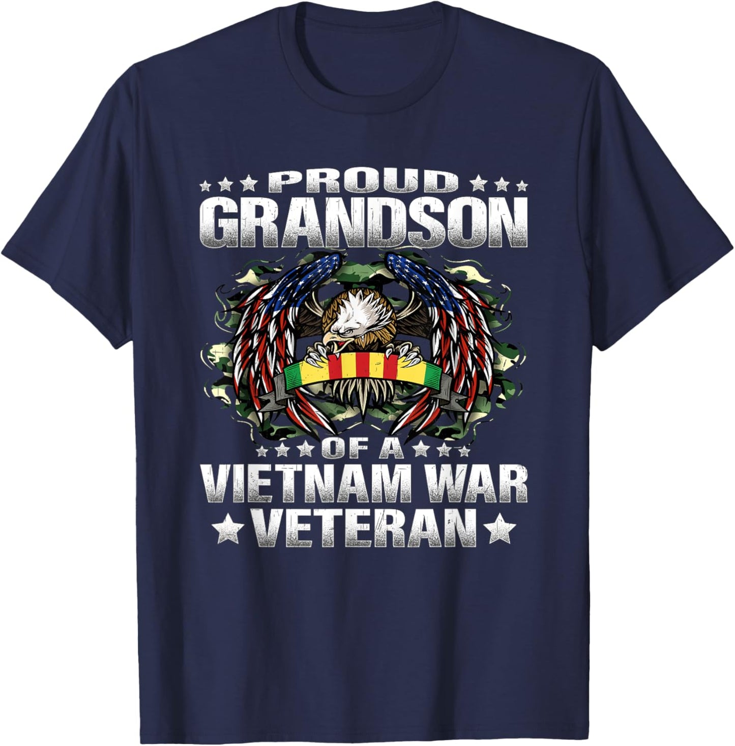Proud Grandson Of A Vietnam Veteran Military Vets Family T-Shirt - T-Shirt | Navy