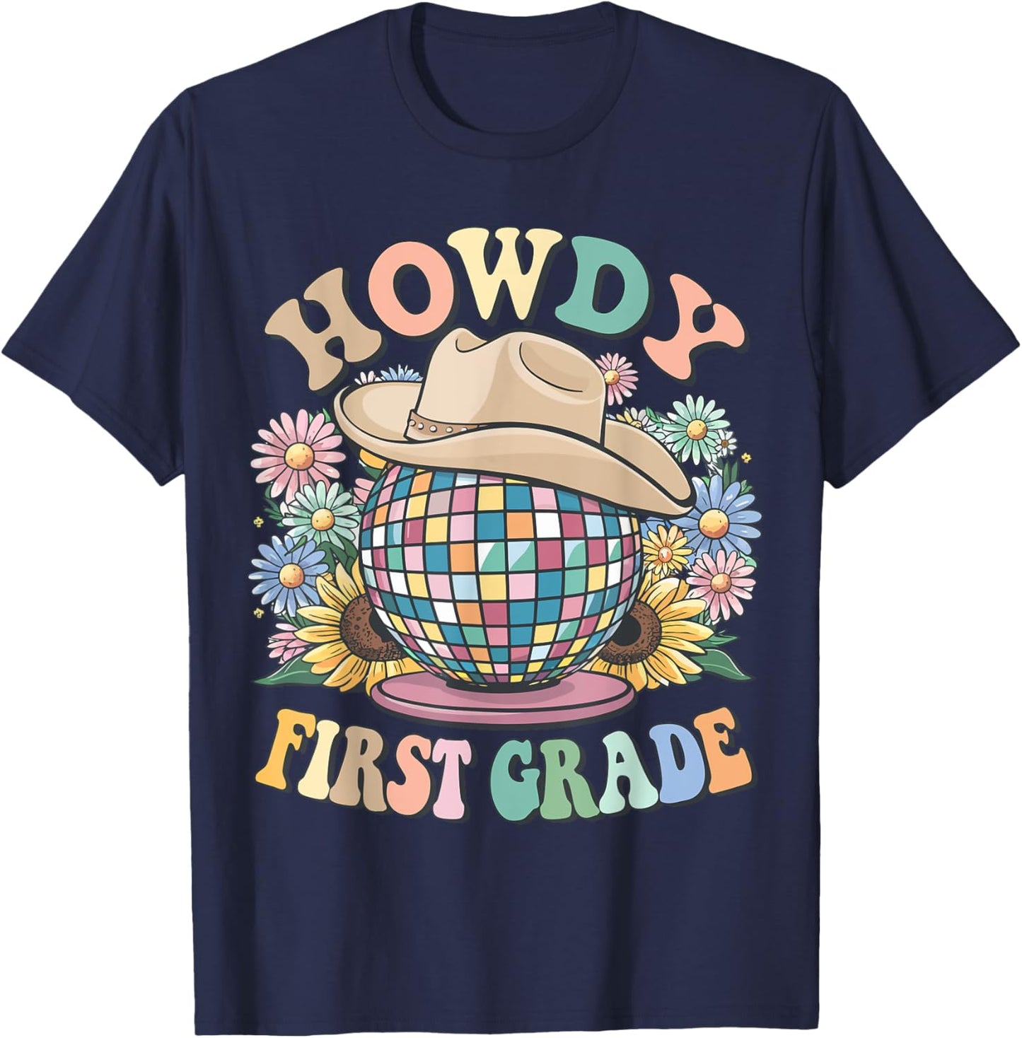 Howdy First Grade Cowgirl Country 1st Grade Back to School T-Shirt - T-Shirt | Navy