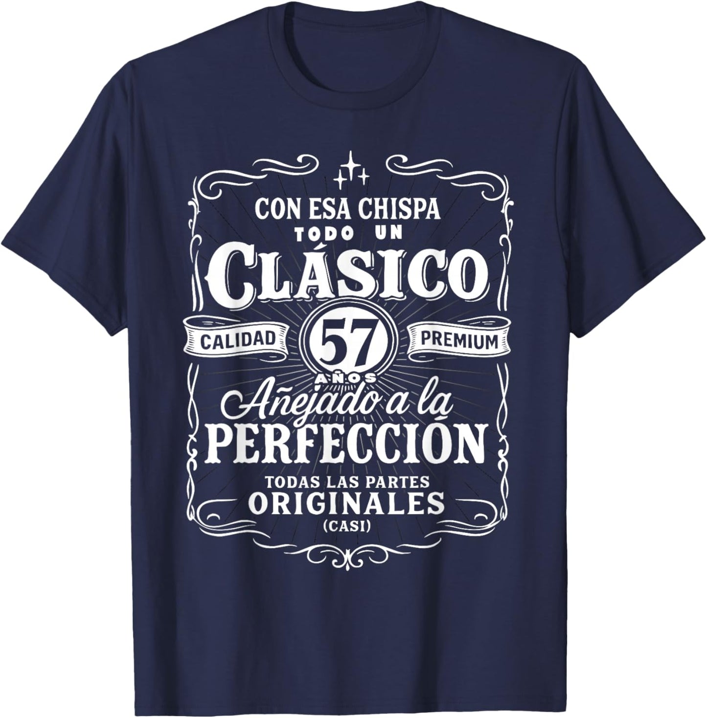 Vintage 57th Birthday Men Funny Cumpleaños 57 Spanish Gag T-Shirt - T-Shirt | Navy
