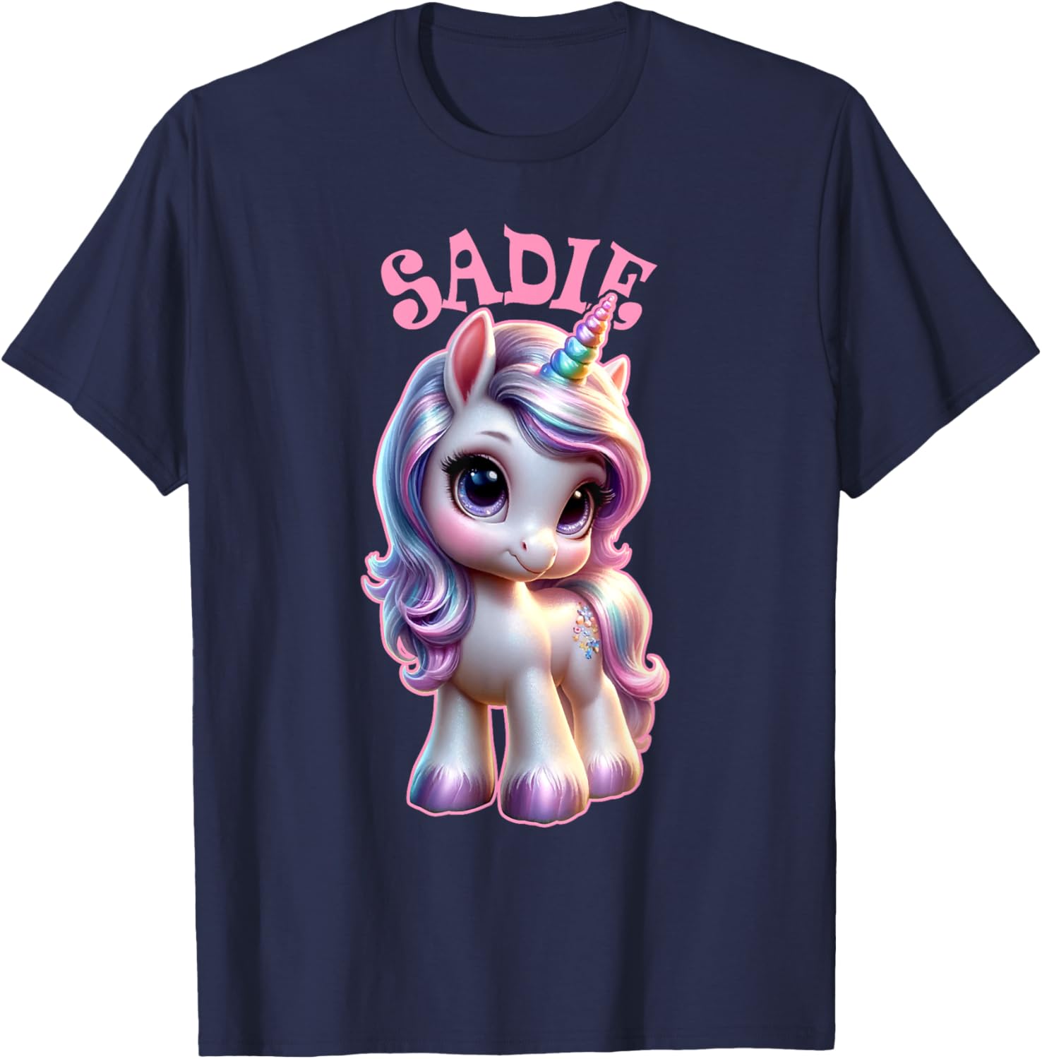 Sadie Cute Unicorn Design for Girls Name Sadie T-Shirt - T-Shirt | Navy